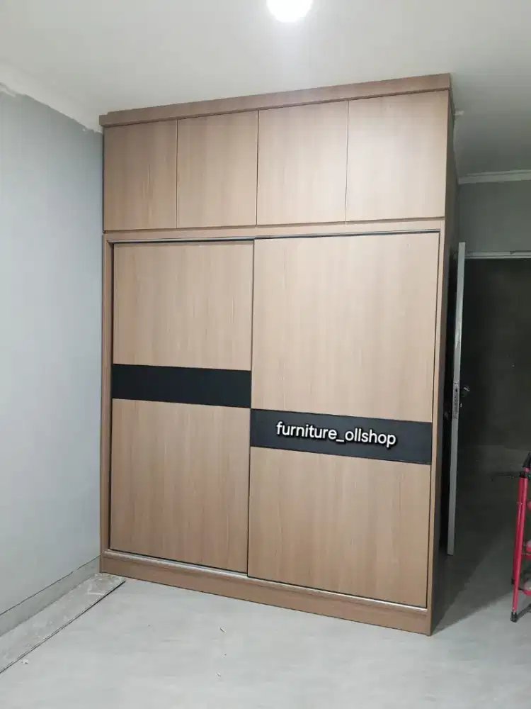Lemari pakaian sliding 2 pintu + cabinet