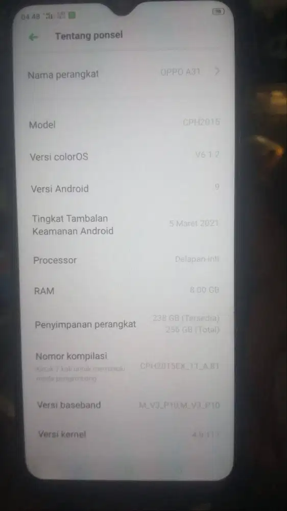 Oppo A31 ram8 GB
