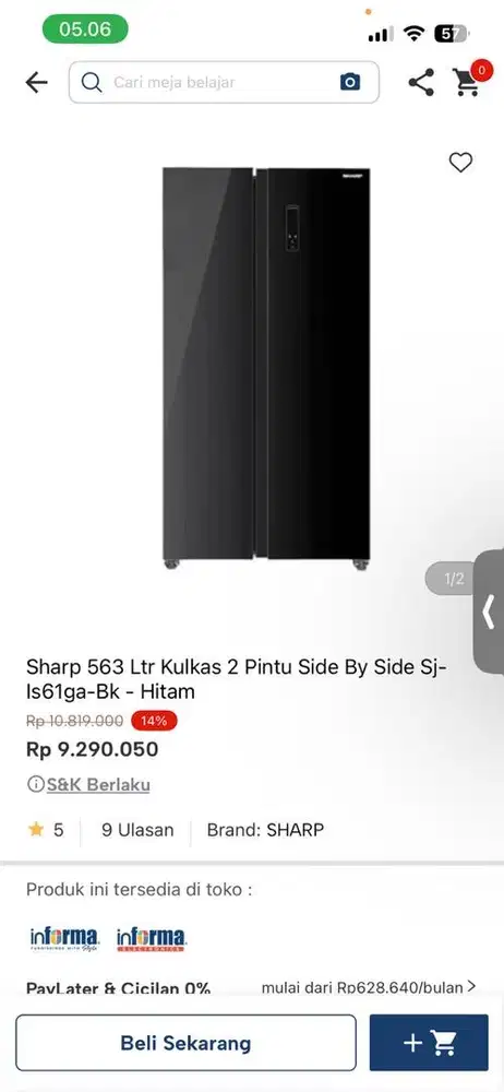 kulkas side by side sharp 2 pintu