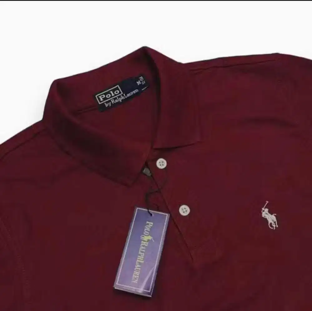 polo maroon kain katun