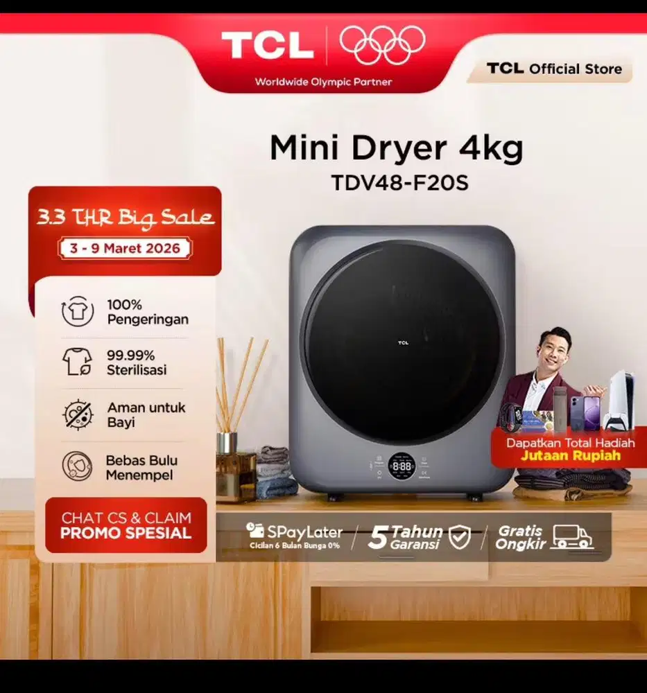 TCL Mini Dryer TDV48 F20S Baru