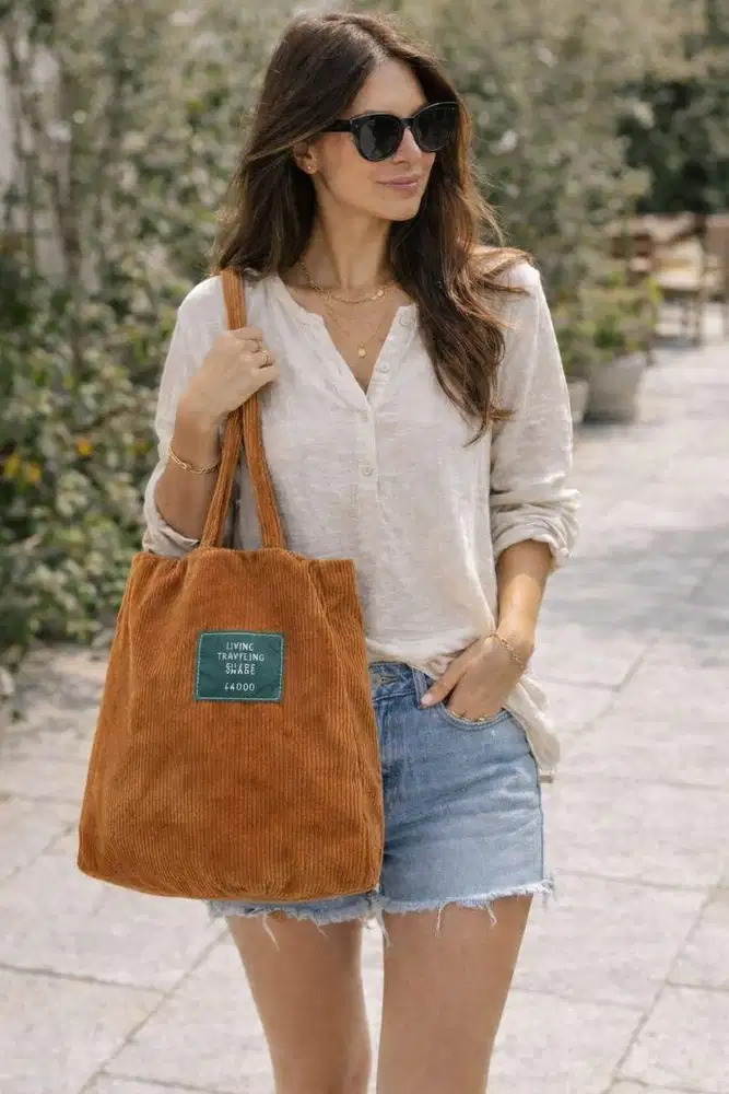 Tas Tote Corduroy Wanita / Pria
