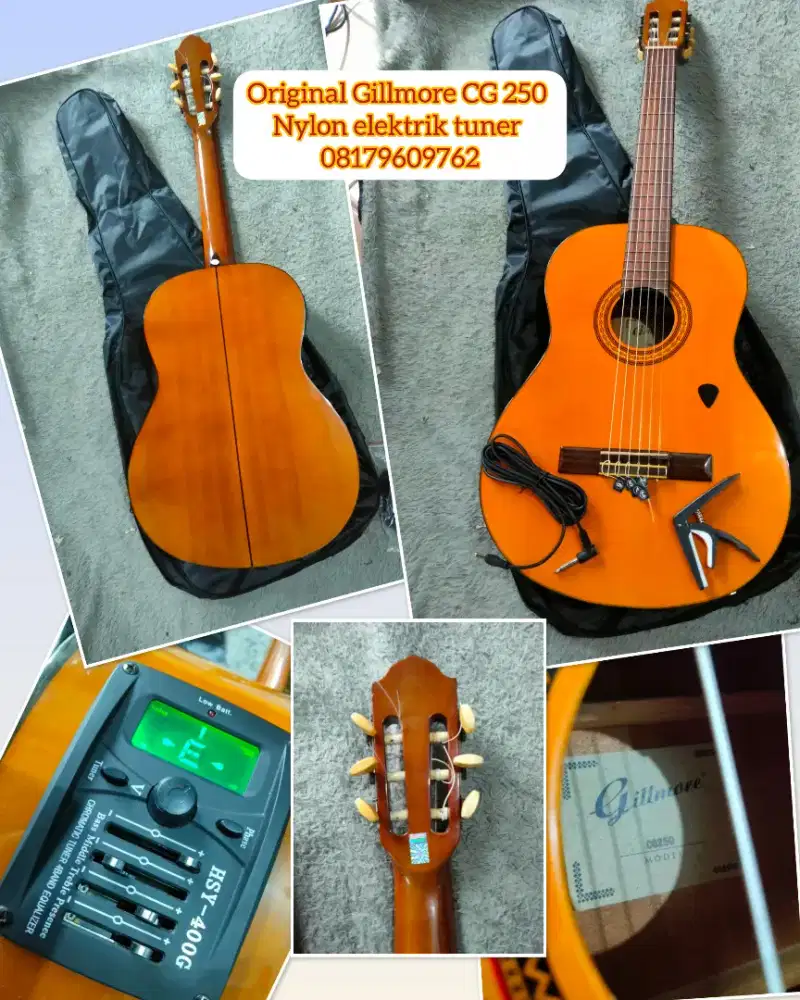 Original gitar klasik nylon gillmore CG 250 akustik elektrik lengkap