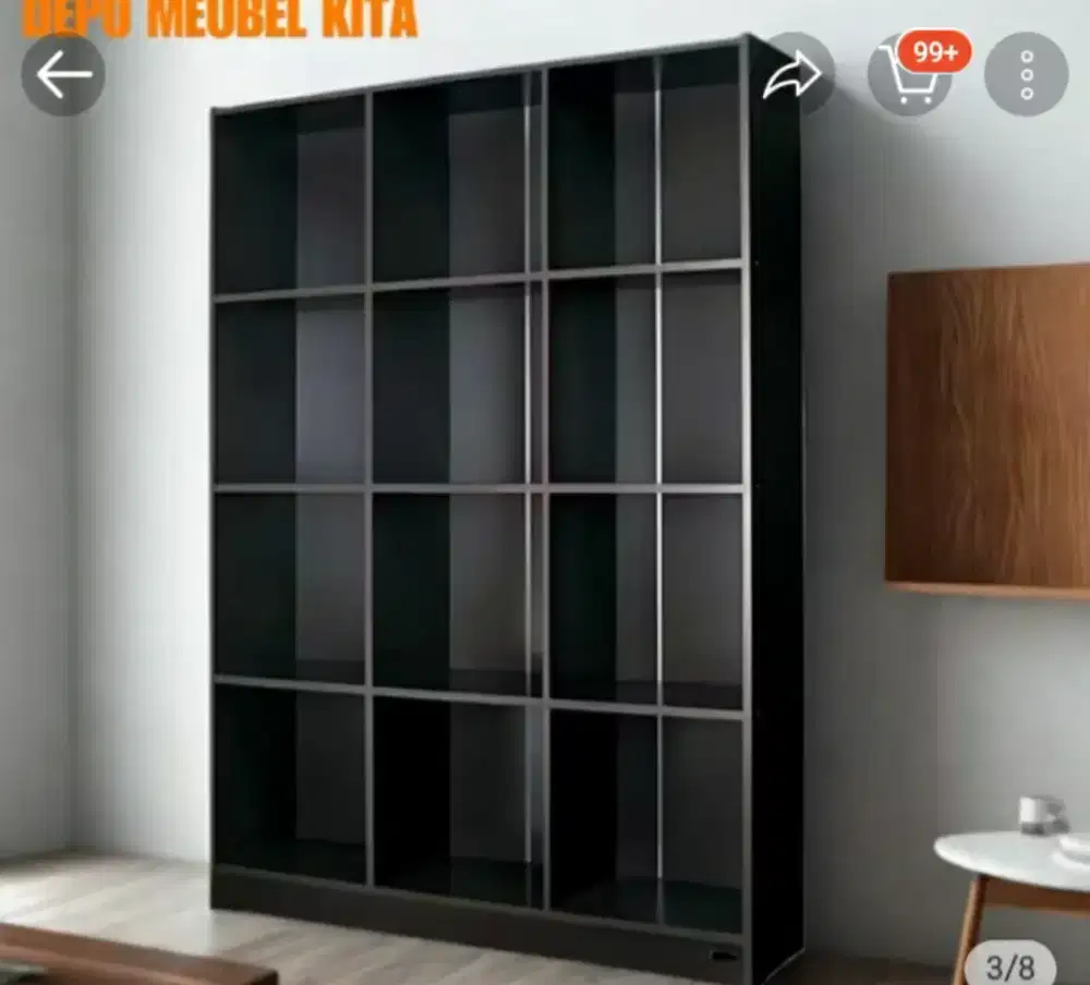 Lemari buku/rak warna hitam