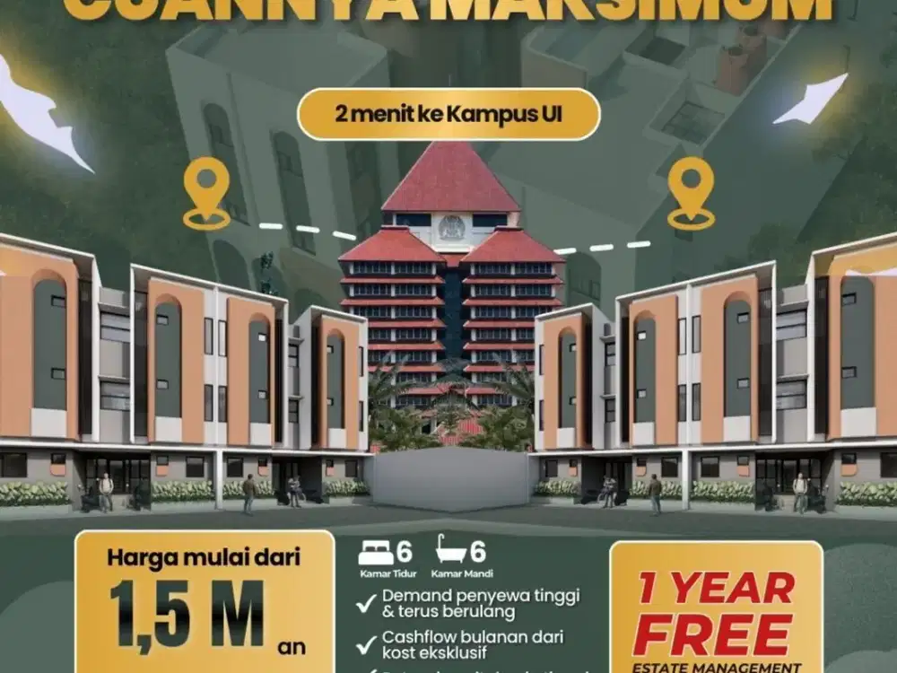 Dijual Kost Kosan Termurah 6 Kamar Hanya 2 Menit Ke Kampus UI Depok