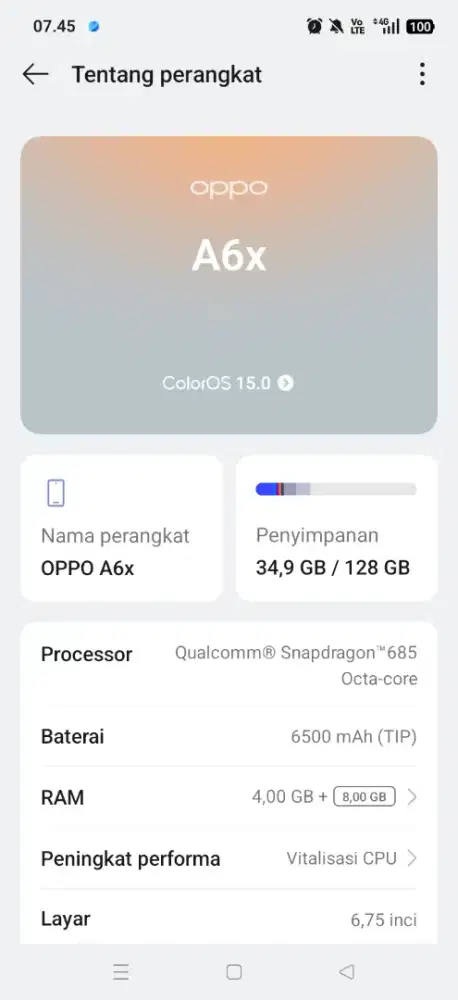 Jual cepat no minus nego oppo a 6x
