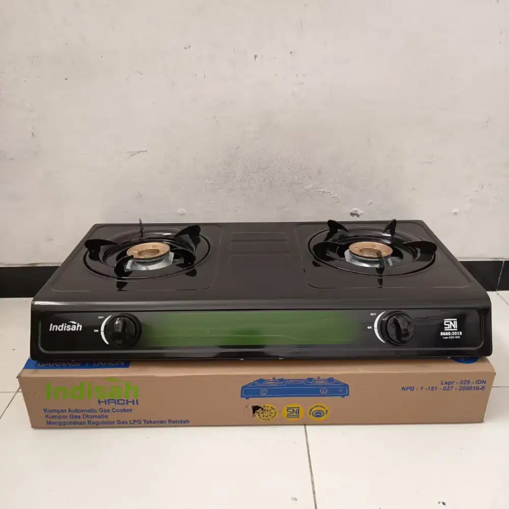Kompor Gas 2 Tungku Teflon Hitam Indisah
