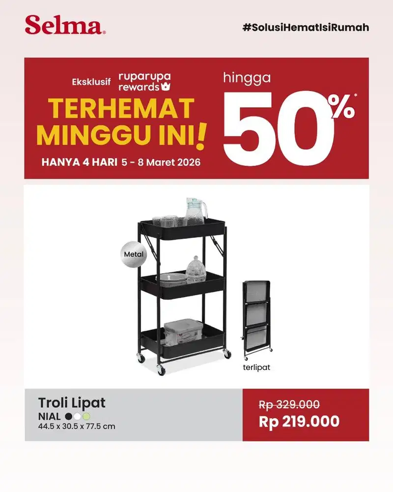 Troly dapur bahan besi harga murah