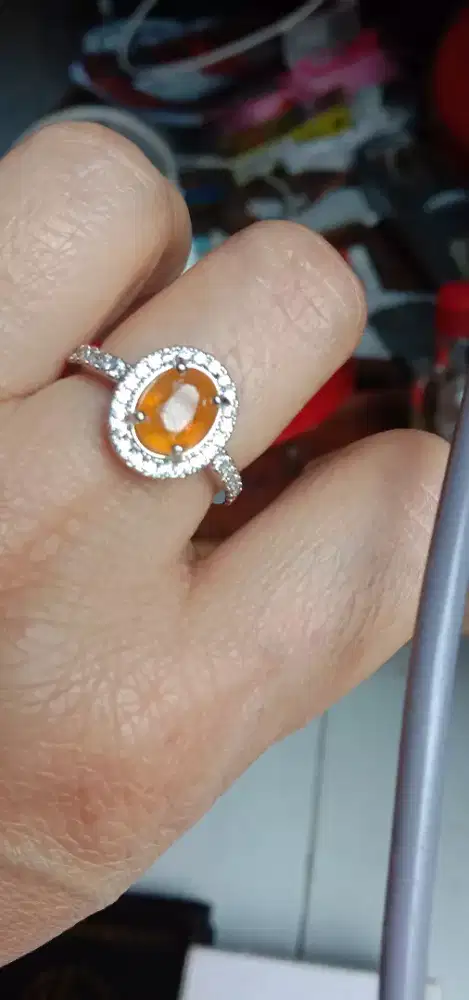 Cincin perak natural yellow sapphire