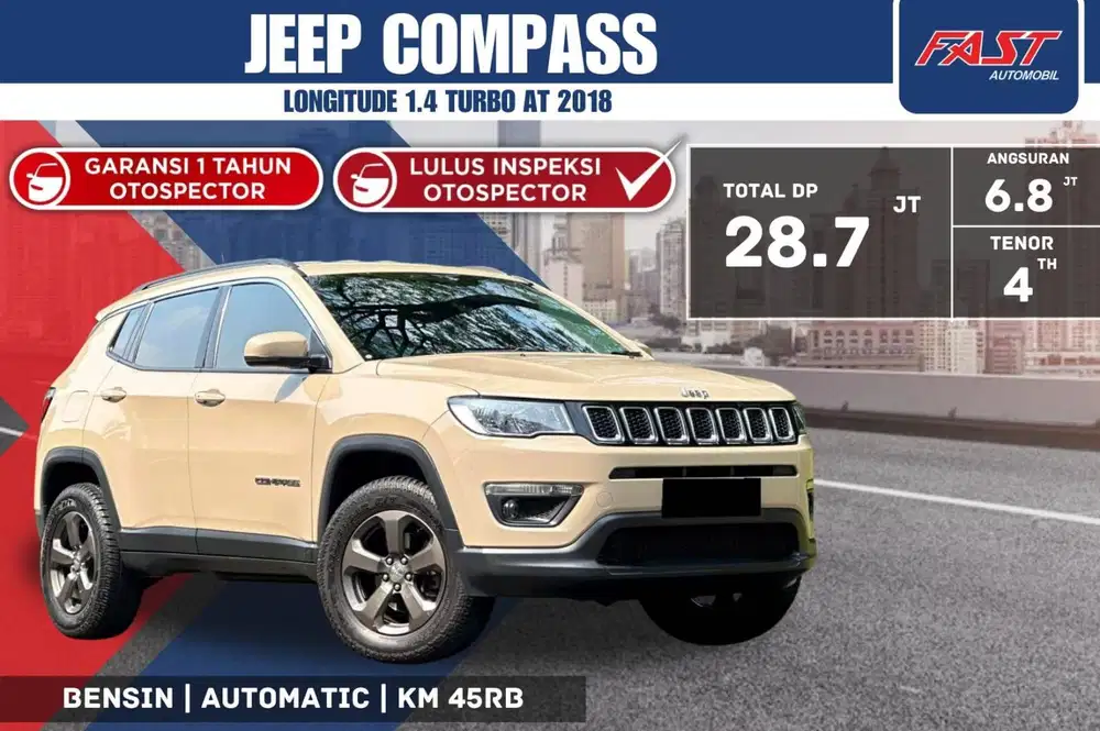 JEEP COMPASS LONGITUDE 2018 TURBO LOW KM.45RB & PAJAK PANJANG
