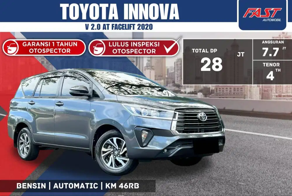 TOYOTA INNOVA V 2020 FACELIFT BENSIN 2.0 AT LOW KM.46RB PAJAK PANJANG