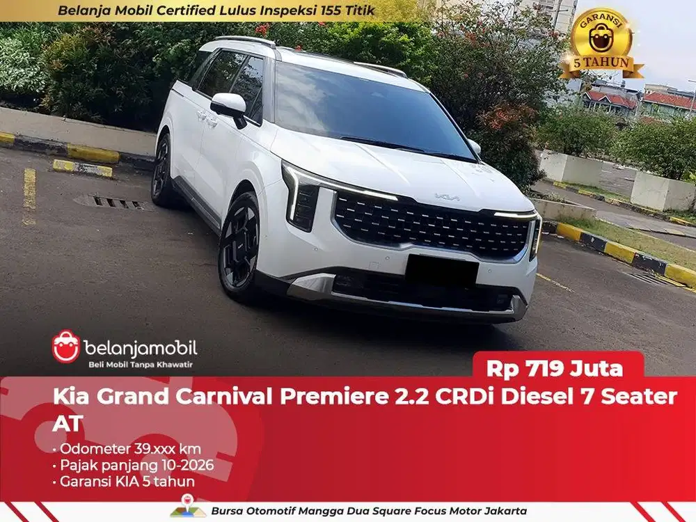 [ GARANSI 5TH ] Kia Grand Carnival Premiere 2.2 7 Seater 2024/2025