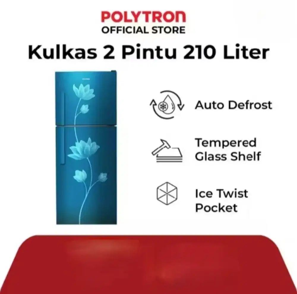 KULKAS 2 PINTU POLYTRON METALLIC SERIES PRB 219B