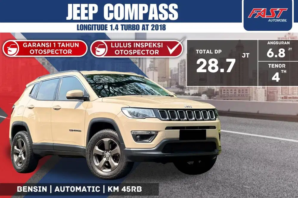JEEP COMPASS LONGITUDE 2018 TURBO LOW KM.45RB & PAJAK PANJANG