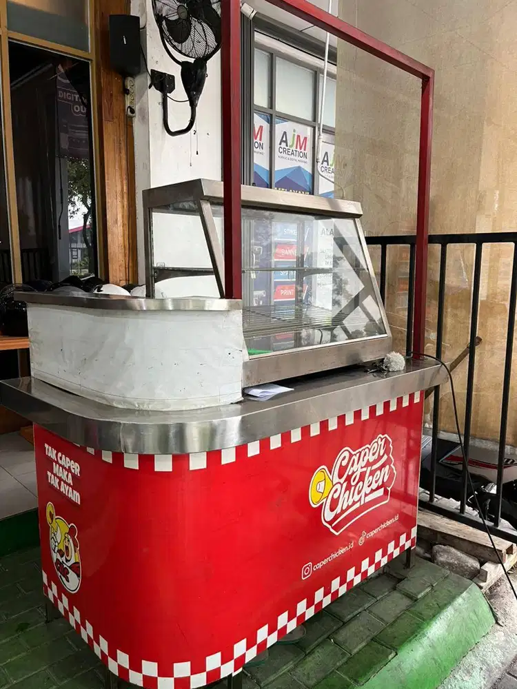 Gerobak Booth Fried Chicken / Street Food Stainless + Food Warmer