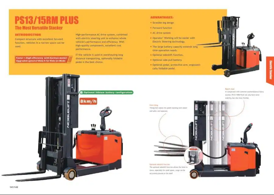 Stacker Electric Close dan Open Pallet Kap. 1,5 Ton Lifting 4,5 Meter
