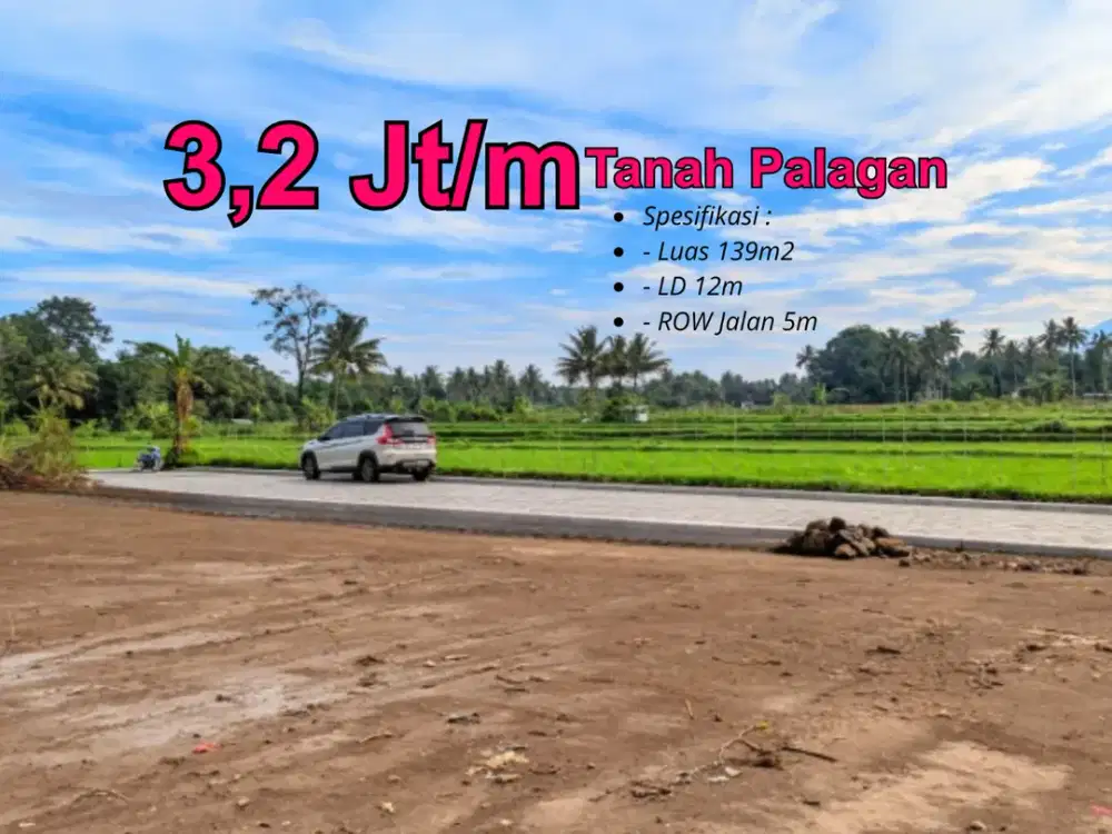 Dekat Jalan Raya Jogja Magelang, Tanah Cantik Pinggir Sawah