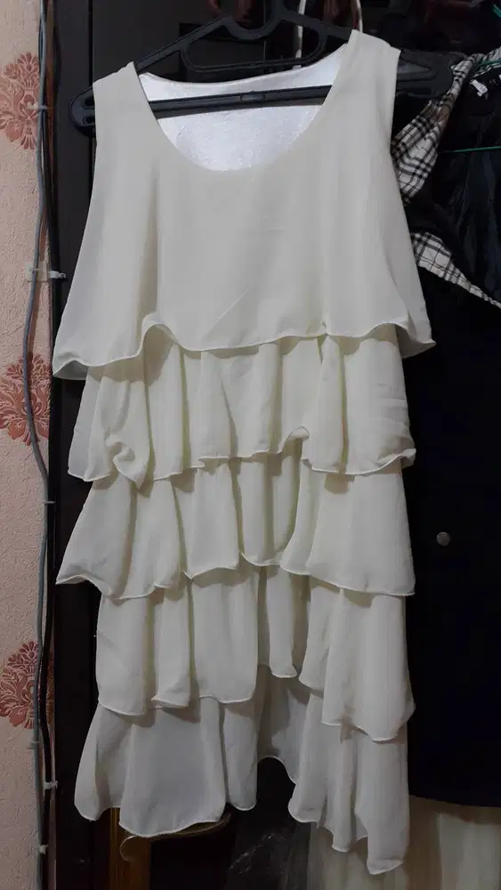 Mini Dress Wanita Layer Chiffon | Flowy Party Dress