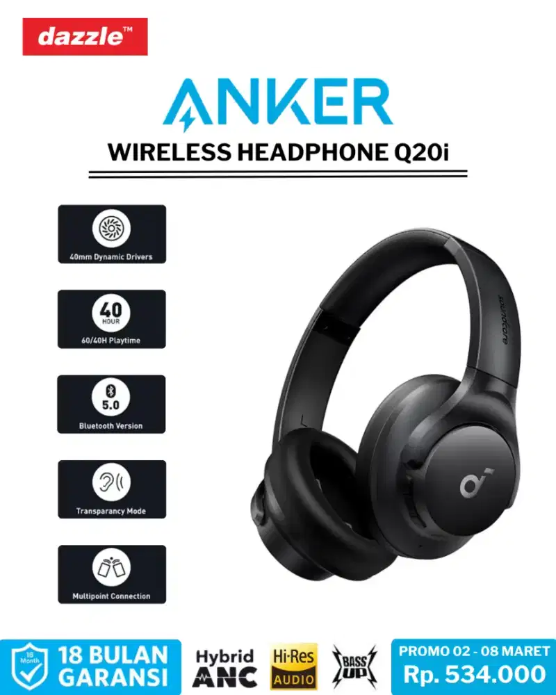 ANKER SOUNDCORE Q20I WIRELESS HEADPHONE