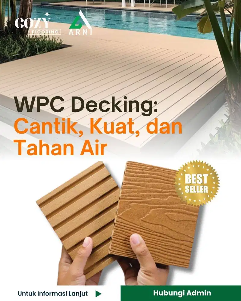 WPC Decking Feijin motif garis lurus dan serat kayu | Decking Outdoor