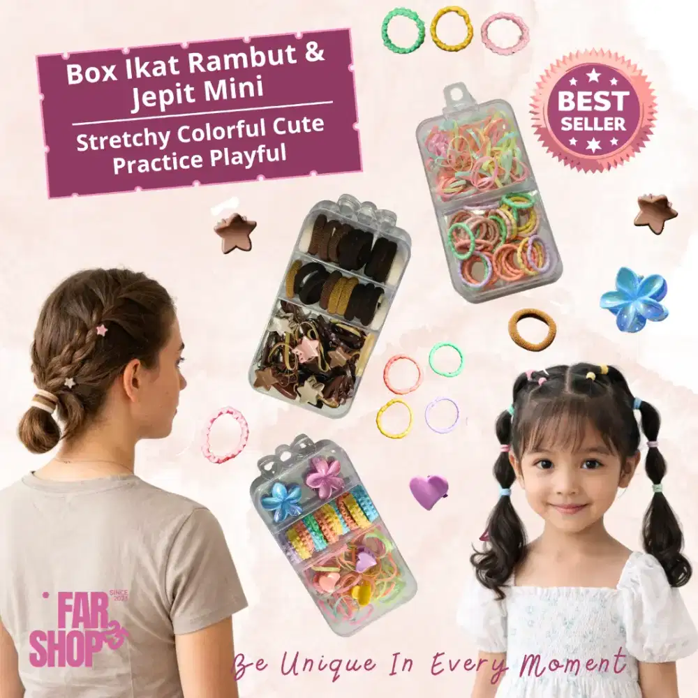 Box Set Ikat Rambut Anak & Jepit Mini Set Mix  Hair Accessories Anak