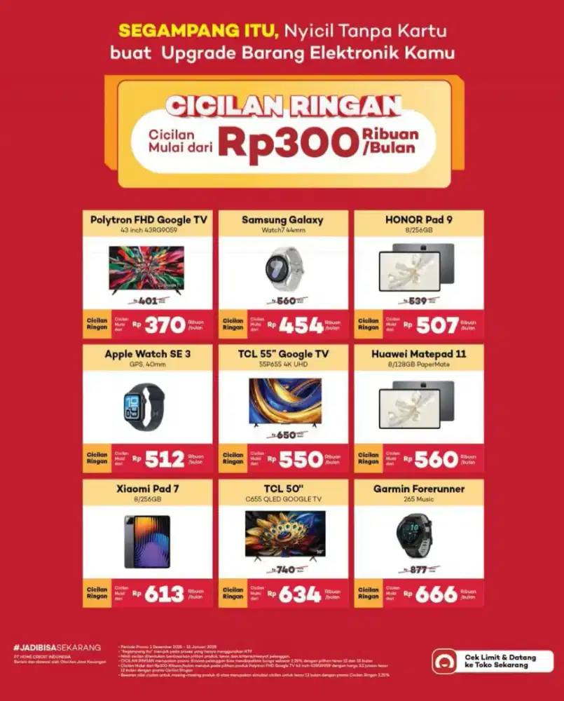 Promo Cicilan Ringan 300 Ribuan/Bulan