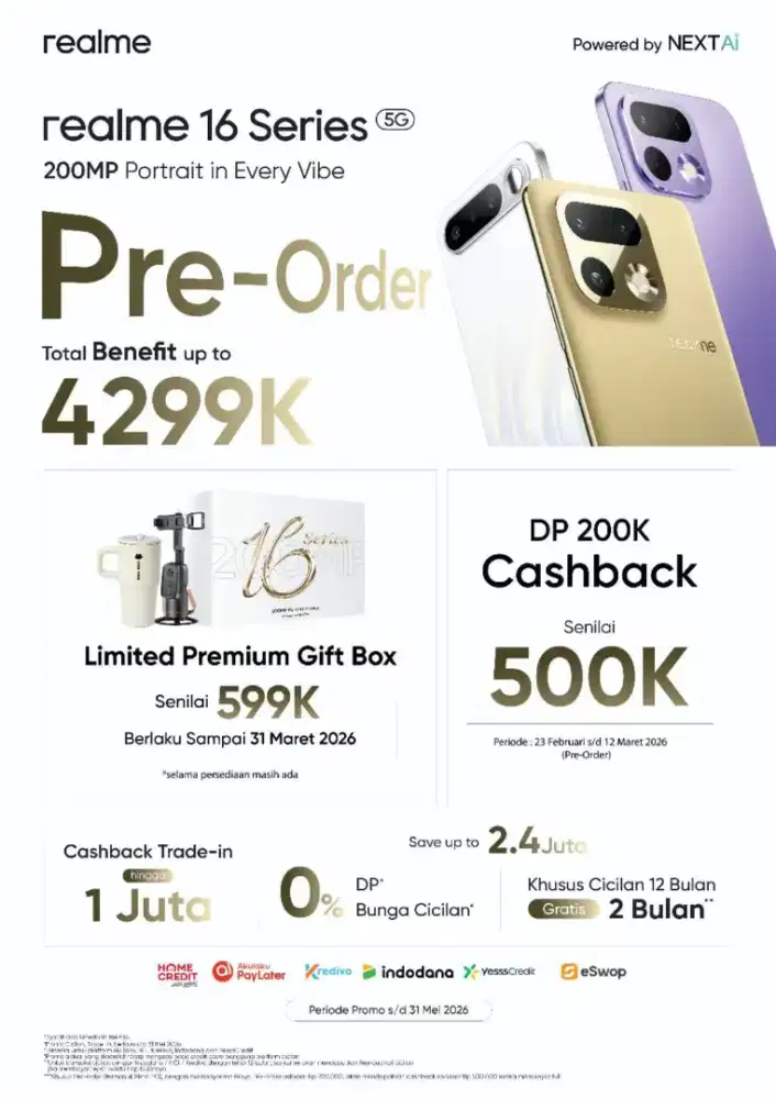 DAPATKAN REALME 16 CUKUP DP 200 RB AJA