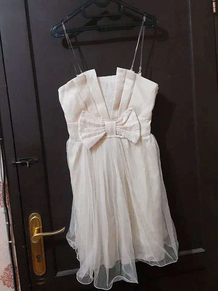 White Sweet Ribbon Mini Dress