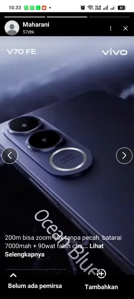 Vivo V70FE new pre-order cas/credit