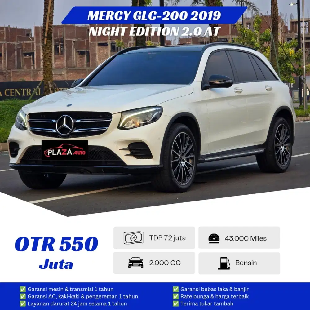 Mercedes Benz GLC-200 2019
Night Edition 2.0 AT (Garansi EXCLUSIVE)