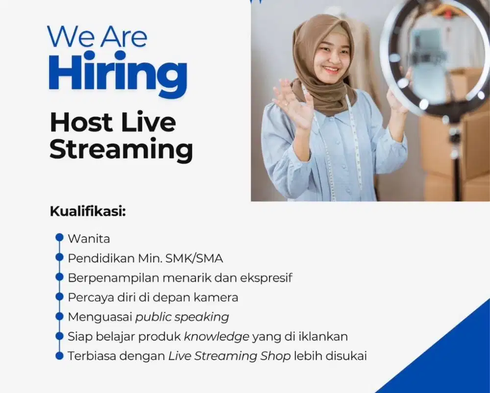 Segera di butuhkan host live streaming