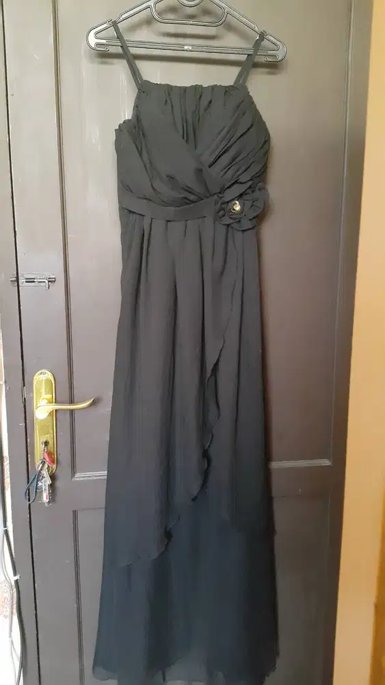 Elegant Black Chiffon Long Dress