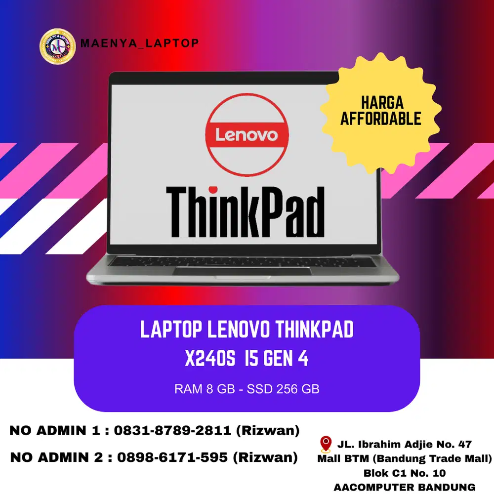 LAPTOP LENOVO THINKPAD X240S | I5 GEN 4 | RAM 8GB | SSD 256GB
