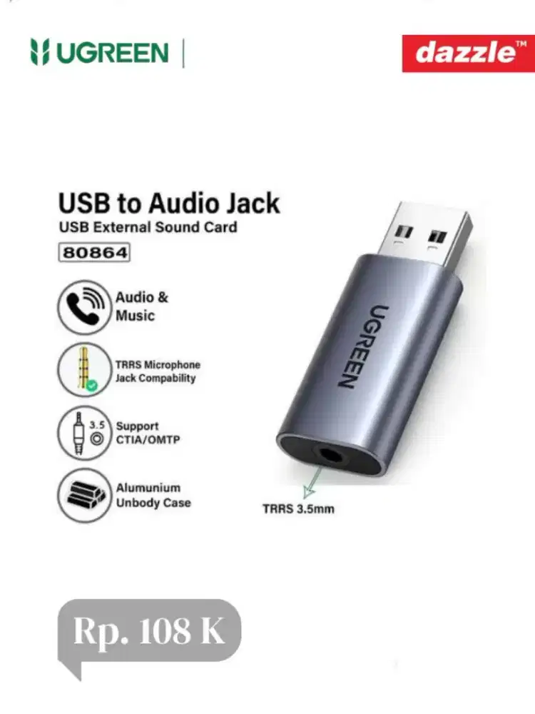 Ugreen USB A to Jack 3, 5 adapter