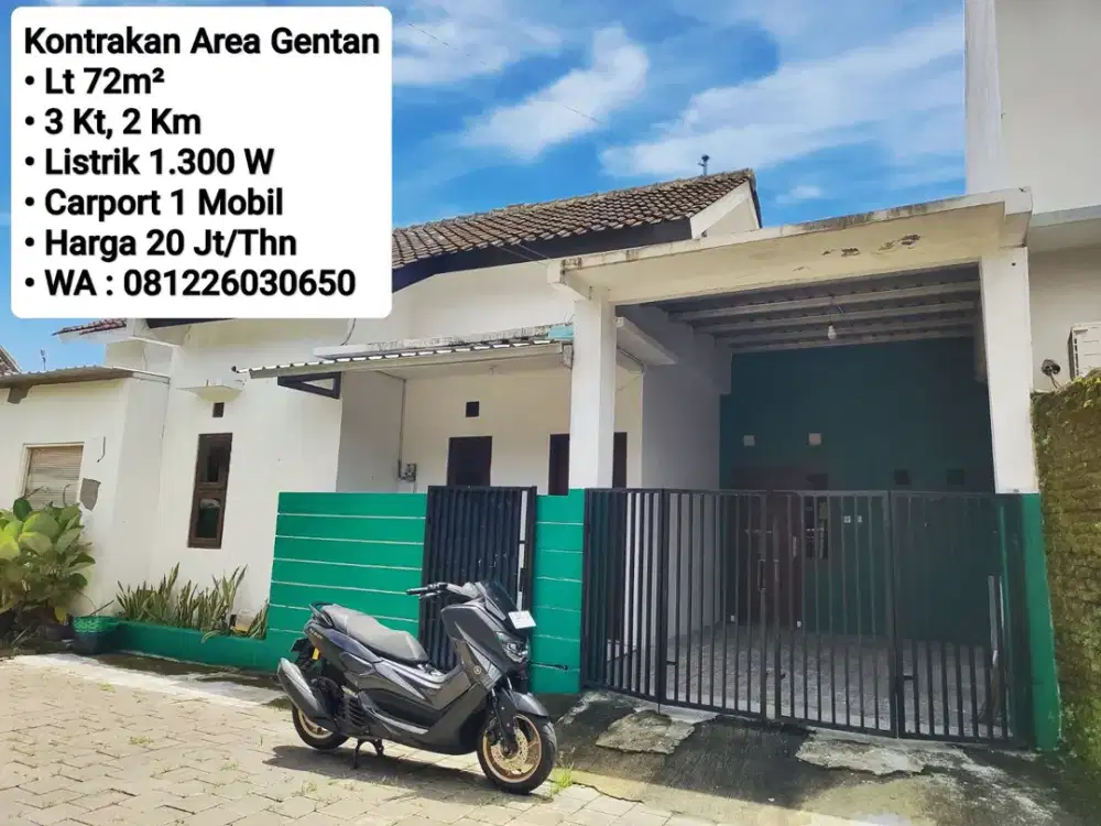 Sewa Rumah 3 Kamar Tidur Area Gentan, Dekat Laweyan, Solo Baru, Purwosari