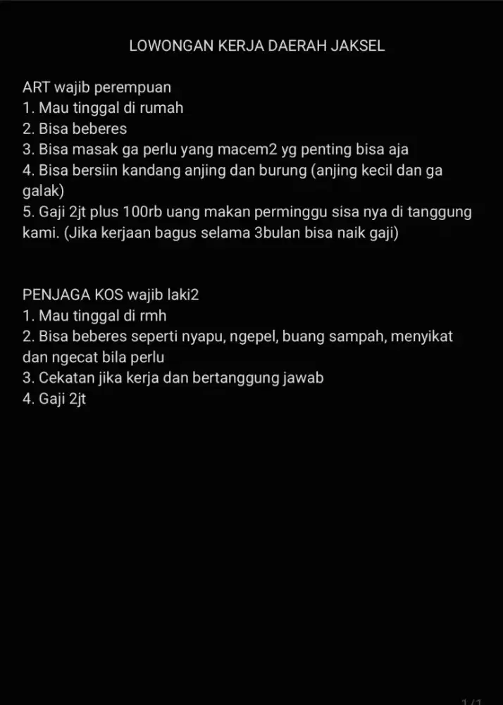 ART DAN PENJAGA/OB KOS