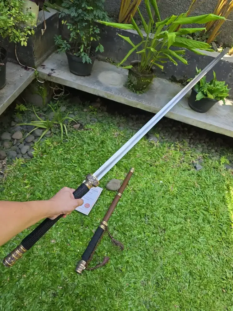 Pedsng china Chang Long Hua Jian bahan baja damascus folded steel