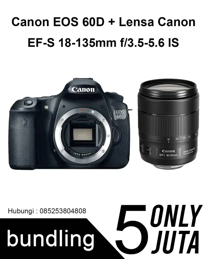 BUNDLING Canon EOS 60D Lensa EF-S 18-135 mm f/3.5-5.6 IS
