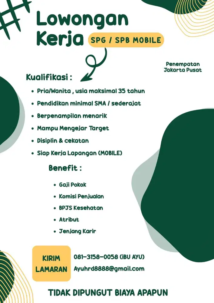 lowongan pekerjaan SPG/SPB