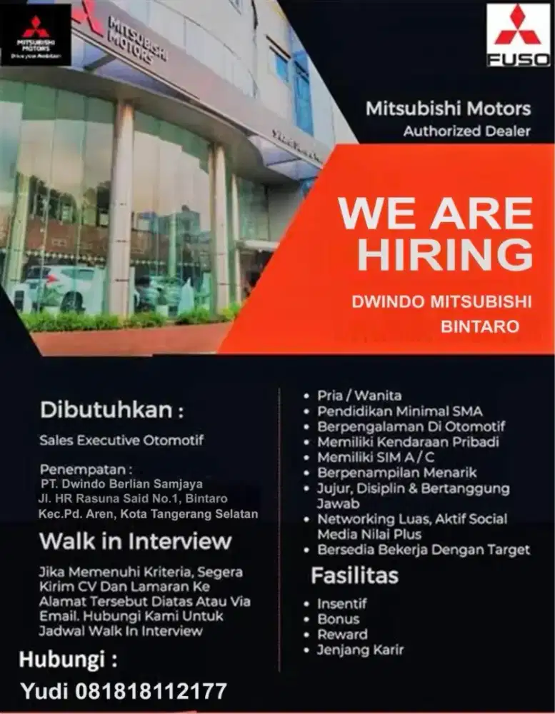 Salesman dan salesgirl mitsubishi bintaro