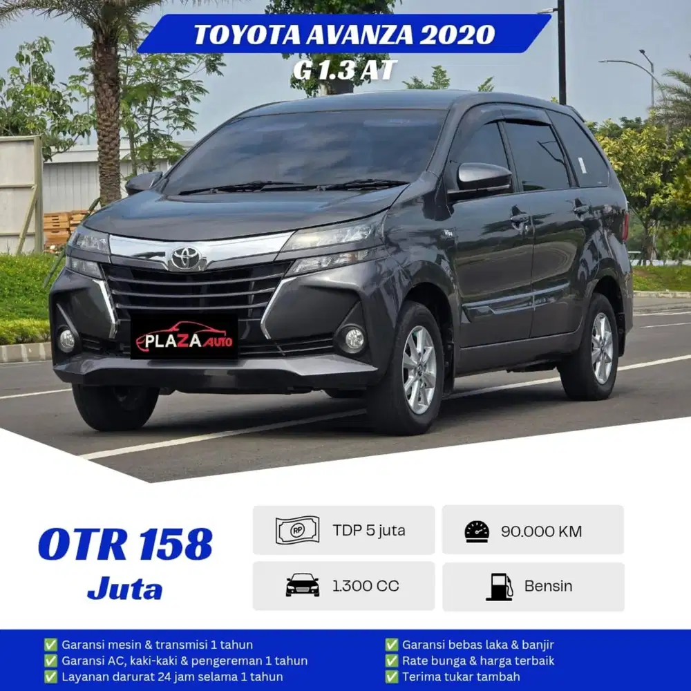 Toyota Avanza 2020
G 1.3 Automatic
Mobil sejuta umat Tanpa Dp