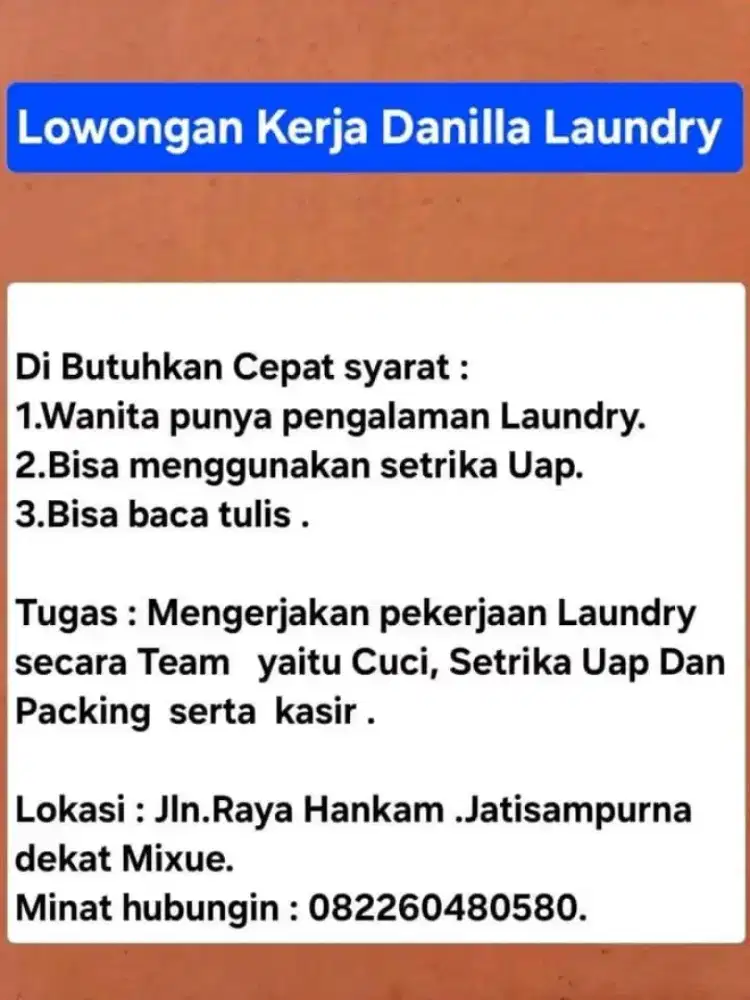 Lowongan Laundry