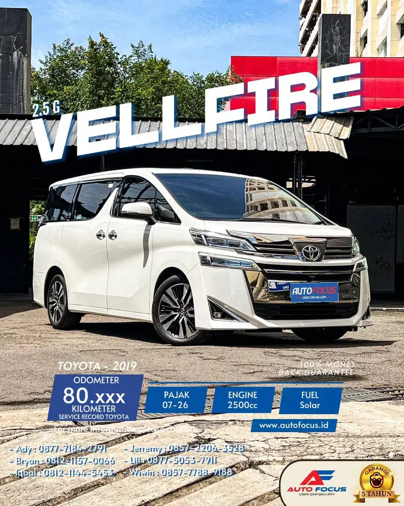Tdp30JT Toyota Vellfire 2.5 G AT Putih Metalik 2019
