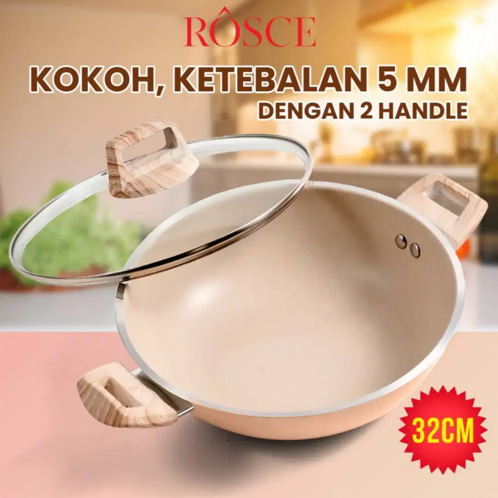 ROSCE WOK PAN 32CM Steamer Wajan set kukusan stainless jumbo Panci