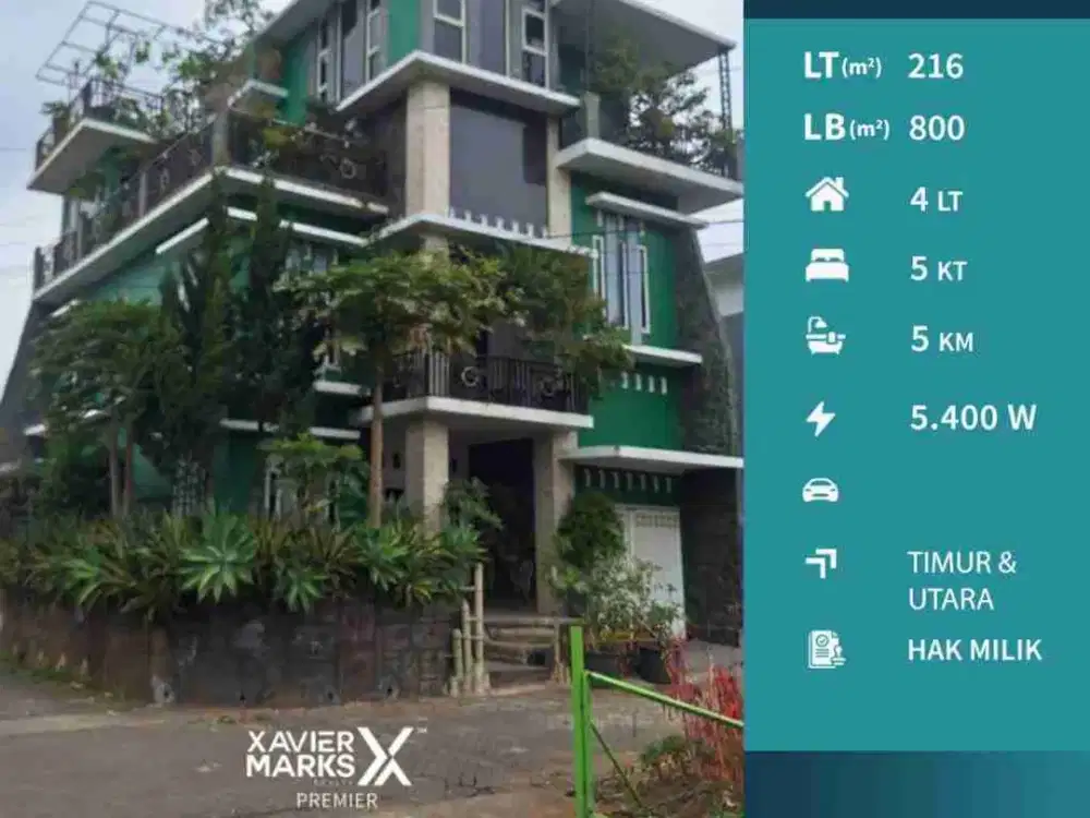 Dijual Rumah Villa Premium Hook 4 Lantai + Rooftop di Bulukerto, Kota Batu