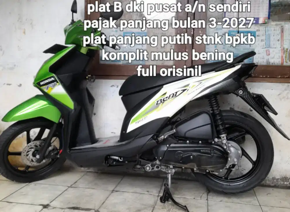 Honda Beat F1 2014 cw asli hijau putih B dki pusat pjk pnjg 1 thn