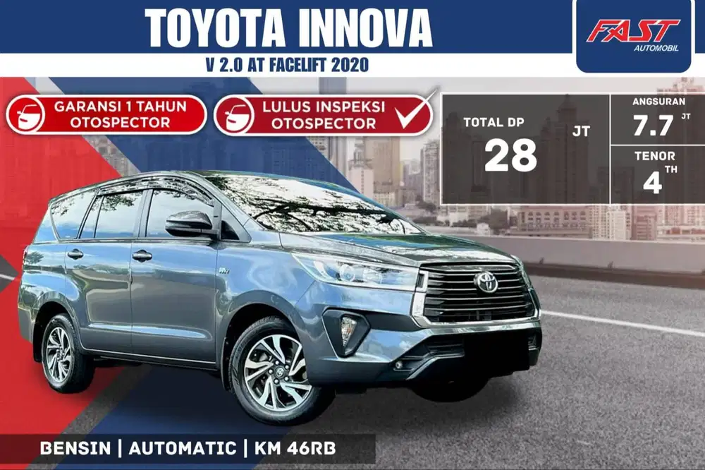 TOYOTA INNOVA V 2020 FACELIFT BENSIN 2.0 AT LOW KM.46RB PAJAK PANJANG