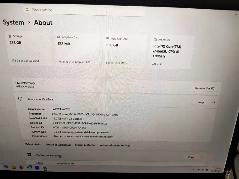 Jual LAPTOP FUJITSU LIFEBOOK U939