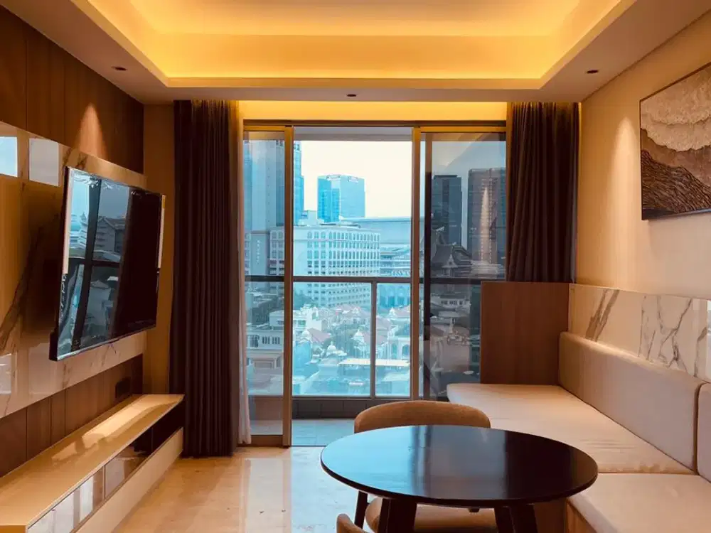 DISEWA APARTEMEN GOLD COAST PIK TIPE 1 BR 51m FULL FURNISH MEWAH INTERIOR BARU CITY VIEW NEGO