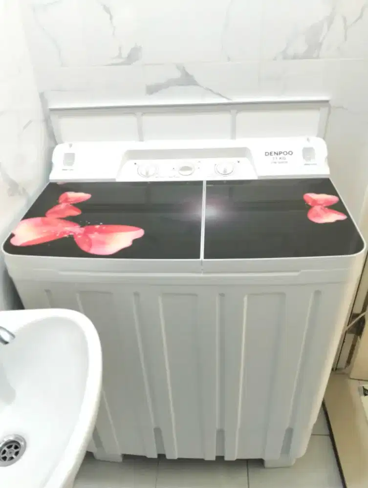 mesin cuci second 2 tabung kapasitas 11kg stainless Denpoo DW-9893K
